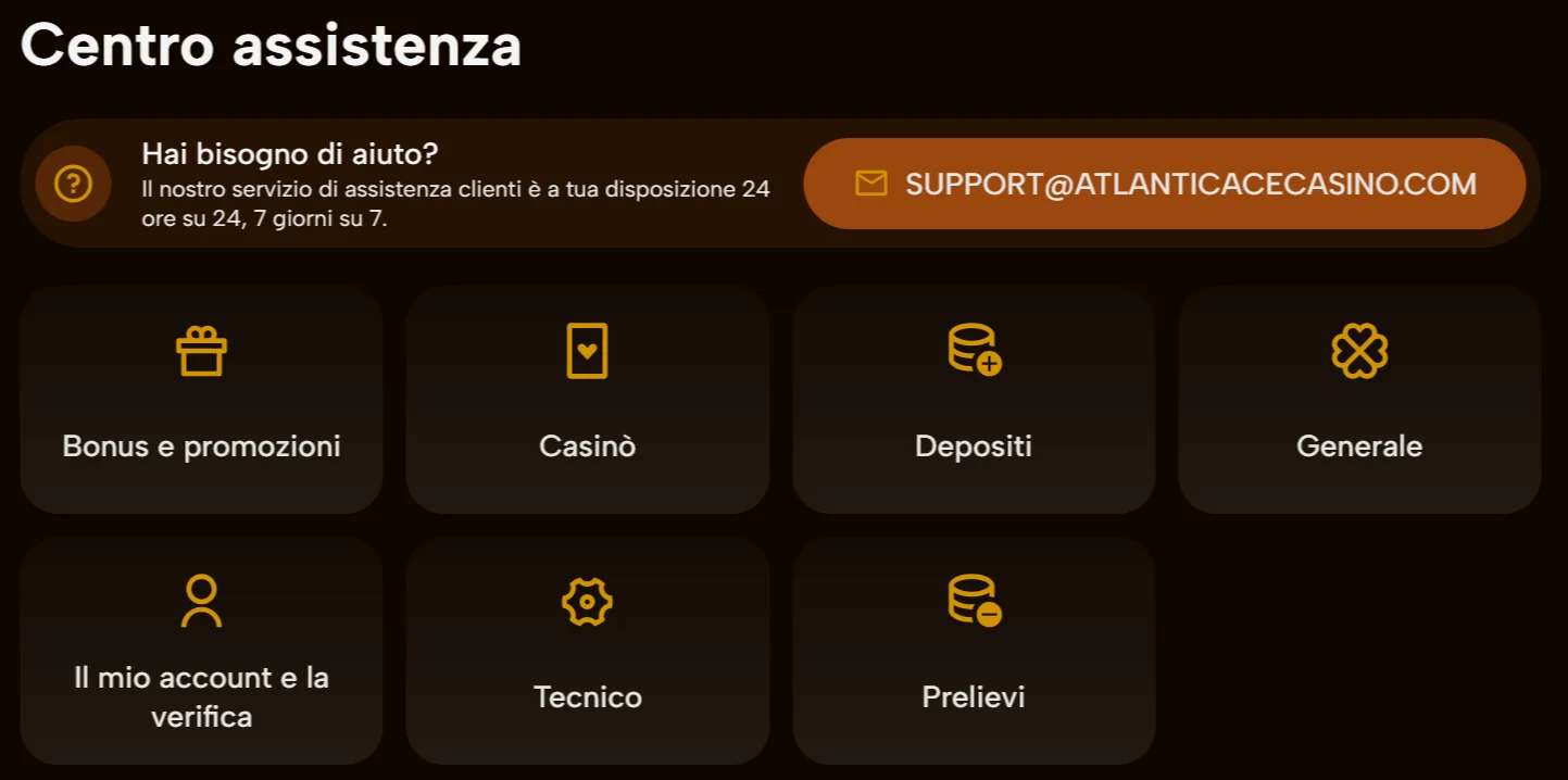 AtlanticAce Casino Assistenza clienti